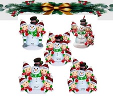 Personalized Family Christmas Ornament, Building a Snowman with 2-6 Names picture