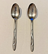 VTG 1950s Lot 2 MCM Americana 3 Star Stainless Atomic Starburst 7” Spoons picture