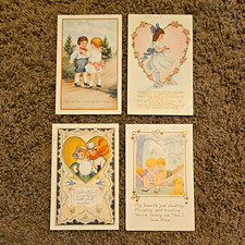 Antique Lot Of 4 Whitney Valentines Embossed C 1910 picture