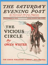 1902 Saturday Evening Post Cover Only George Gibbs Art Cowboy Horse Roping picture