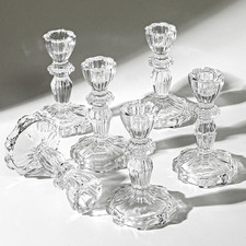 4 Tall Glass Candlestick Holder Set of 6 Clear Crystal Glass Candle Holders For picture