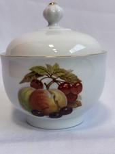 Bareuther Waldsassen Germany Sugar Bowl w/ Lid – Fruit Motif, Gold Trim picture