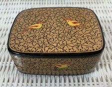 Vtg Ornate Kashmiri Handpainted And Lacquered Paper-mache’ Handmade Trinket Box picture