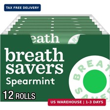 BREATH SAVERS Spearmint Sugar-Free Mints Rolls, 0.75 oz, 12 ct picture