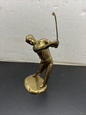 VTG Brass Golfer w/ Removable Club Statue 10” Including Club picture