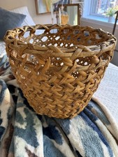 Vintage Philippine Handwoven Rattan Basket Planter 16” MCM Boho Sculptural picture