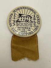 1933 East hartford Conn Pin Button Sesquicentennial Celebration Souvenir History picture