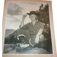 Vintage 1959 Cowgirl Photo Print Signed J Shaw 16x14
