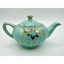 VTG SADLER Teapot Aqua Blue Gold Cup 6 oz  M15 II England 1930s-40s 6.25