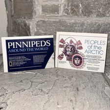 Lot 2 1980’s National Geographic Peoples of Arctic Pinnipeds Around World Map picture