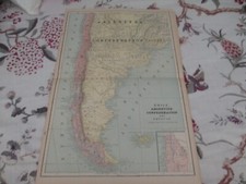 MAP CHILE URUGUAY ARGENTINE CONFERATION , CRAM'S MODERN ATLAS 1905 ,22 X 14.5 picture