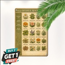 Vintage Herbal Apothecary Medicinal Plants Chart Sign Plaque Metal Tin Sign picture