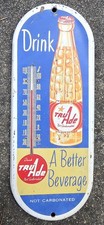 Vintage TRU-ADE orange soda pop gas station metal advertising thermometer sign  picture