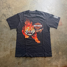 Vintage 1994 R.K. Stratman Single stitch Tiger flames Harley Davidson tee picture