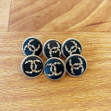 STAMPED lot of 6 Designer Rhinestone Gold Button 20mm picture