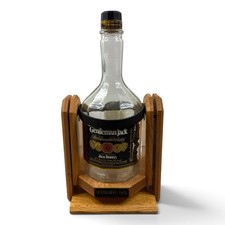 Vintage Gentleman Jack 1.75L EMPTY BOTTLE w/ Wood Cradle Pour Assist Display picture