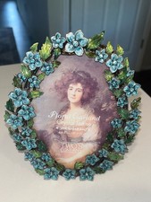 Two's Company Oval Floral Garland Enamel Crystal Picture Frame  picture