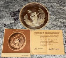 Signed Incolay Stone Collector Plate 'To A Skylark' by Gayle Bright Appleby 1979 picture