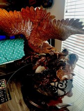 Vintage Monumental Japanese Carved Eagle Wood Sculpture picture