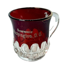 ANTIQUE WASHINGTON DC Ruby Red Flash Souvenir Glass TRINKET CUP MUG picture