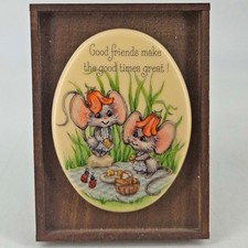 Vintage framed mouse Good friends make the good times miniature picture