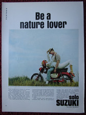 1966 SUZUKI Motorcycle Print Ad ~ Be a Nature Lover, Playful Man & Woman Field picture