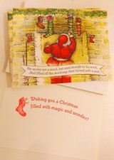 8 Vintage Holly Hobbie Santa Christmas Cards With Envelopes -Clement Moore Poem picture