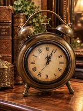 Vintage Young Town Copper Color  Quartz Clock On Easel Stand ⏰ picture