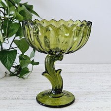 Indiana Lotus Green Glass Flower Shaped Pedestal Dish picture