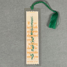 VTG 1960-1970s Matthew 17:20 Bible Verse Weve-a-Gift Woven Bookmark Mustard Seed picture