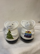 Laurie Gates Christmas Mouse Salt & Pepper Shaker Set Ceramic Holiday Mice 5
