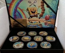 24K Gold Plated Sponge Bob Square Pants  Collectible Encapsulated Coin Set Of 10 picture