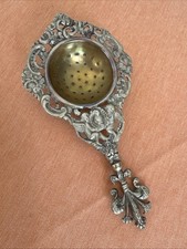 Antique Ornate Brass Tea Strainer Fleur de Lis, Floral, Angels made in ITALY* picture