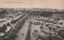Salisbury Market Place England Downtown Early 1900s Vtg Postcard 19A picture