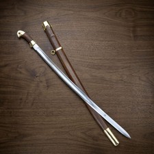 Shashka Sword Handmade Spring Steel 5160 Russian Cossack Shashka With Sheath 36 picture