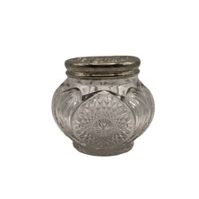 Antique Victorian Pressed Glass Vanity Powder Jar Silver Plated Lid picture