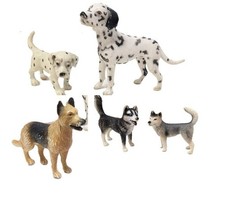 Schleich Dog Figurine Lot of 5 Retired Vintage - Siberian Husky Dalmatian Puppy picture