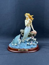 Vivian Collection Mermaid & Dolphin SW-84 2003 Vintage Statue w/ Wood Base picture