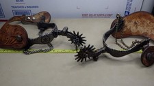 Rare Vintage Western E Garcia Desert Rose Dandy Spurs Sterling Overlay w/ Chains picture