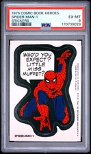 1975 Marvel SPIDER-MAN PSA 6 Topps Comic Book Heroes STICKERS #1 picture