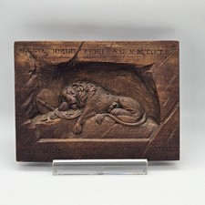 Lion Of Lucerne Carved Wood Relief Wall Plaque picture
