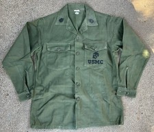 Vietnam War 1968 USMC Fatigue Shirt OG 107 Green Sateen Marines Corps 16.5 x 34 picture