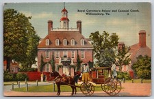 Royal Governor's Palace Colonial Coach Williamsburg Virginia 1940 Linen Postcard picture