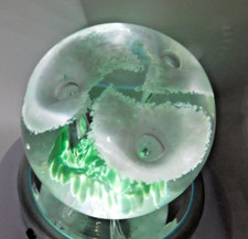1976 Gentile Studio Art Glass Paperweight 3 White Trumpet Flowers Green picture