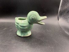 Vintage Green Ceramic Duck Planter Open Beak Succulent Pot Nursery Decor 4
