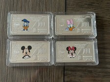 Disney Mickey And Friends  4 Bar Set (Mickey Minnie Donald Daisy) Silver Plated picture