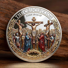 Christian Crucifixion Resurrection Coin Jesus Christ John 19:16-37 Religious picture