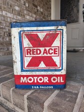 SCARCE Vtg 40S 50S RED ACE Motor Oil Company 2 Gallon Can NASHVILLE TENNESSEE picture