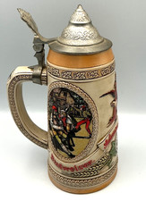 Vintage Budweiser Beer Stein Oktoberfest Scene Anheuser Busch Ceramic Mug picture
