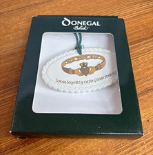 Belleek Donegal Claddagh Oval Hanging Ornament Celtic Knot Friendship Theme picture